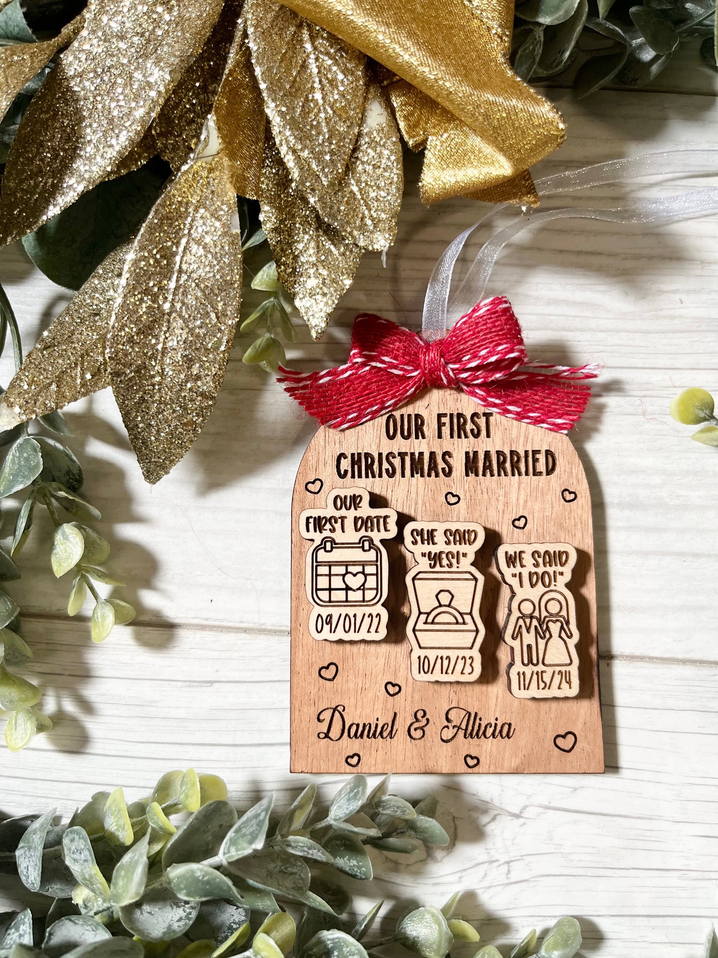 Our First Christmas Married Ornament - Customized Plaque