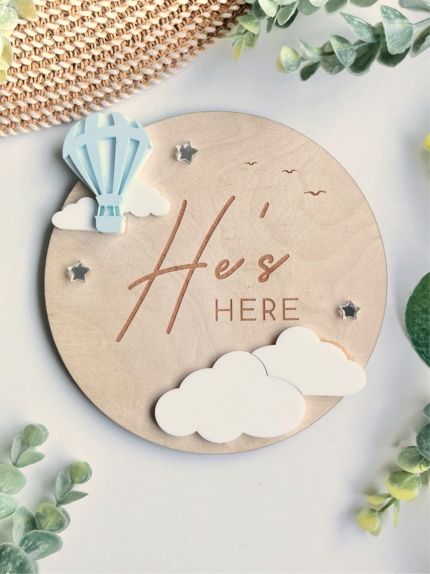 He's Here (Hot Air Balloon) - Plaque