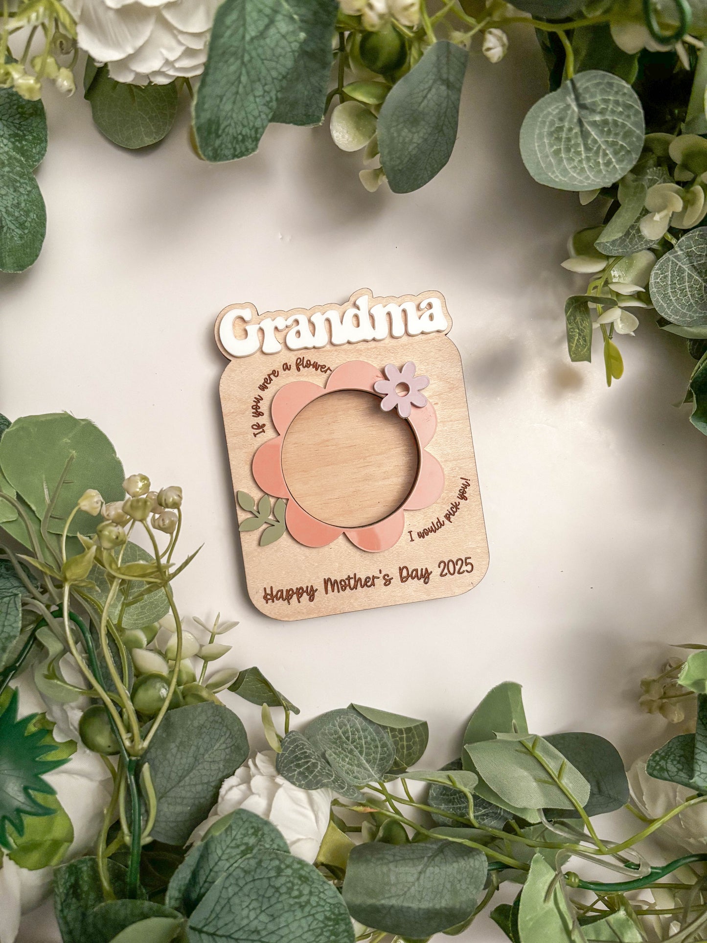 Grandma - Custom Magnetic Floral Photo Frame