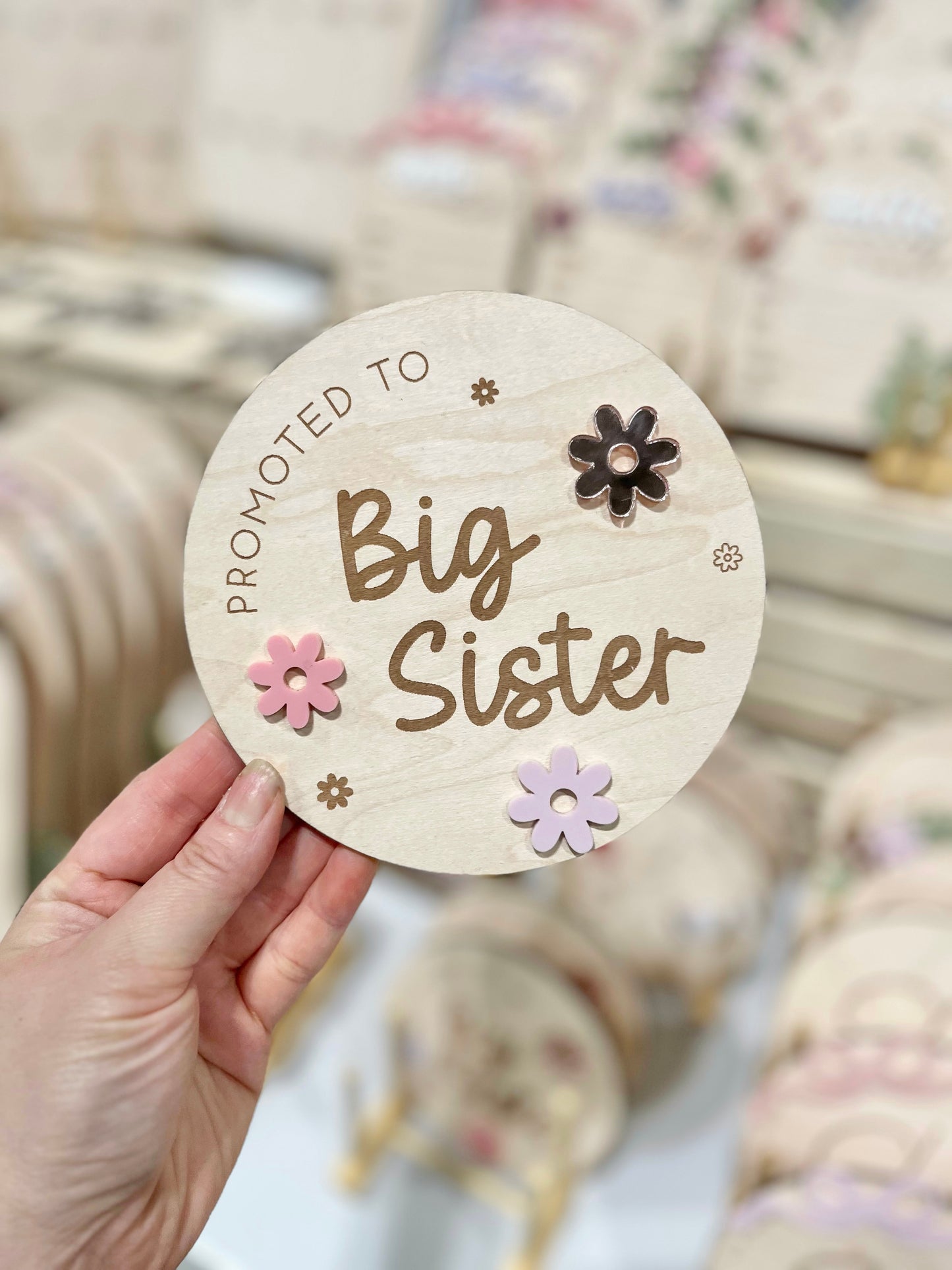 Promoted to Big Sister Plaque - Floral
