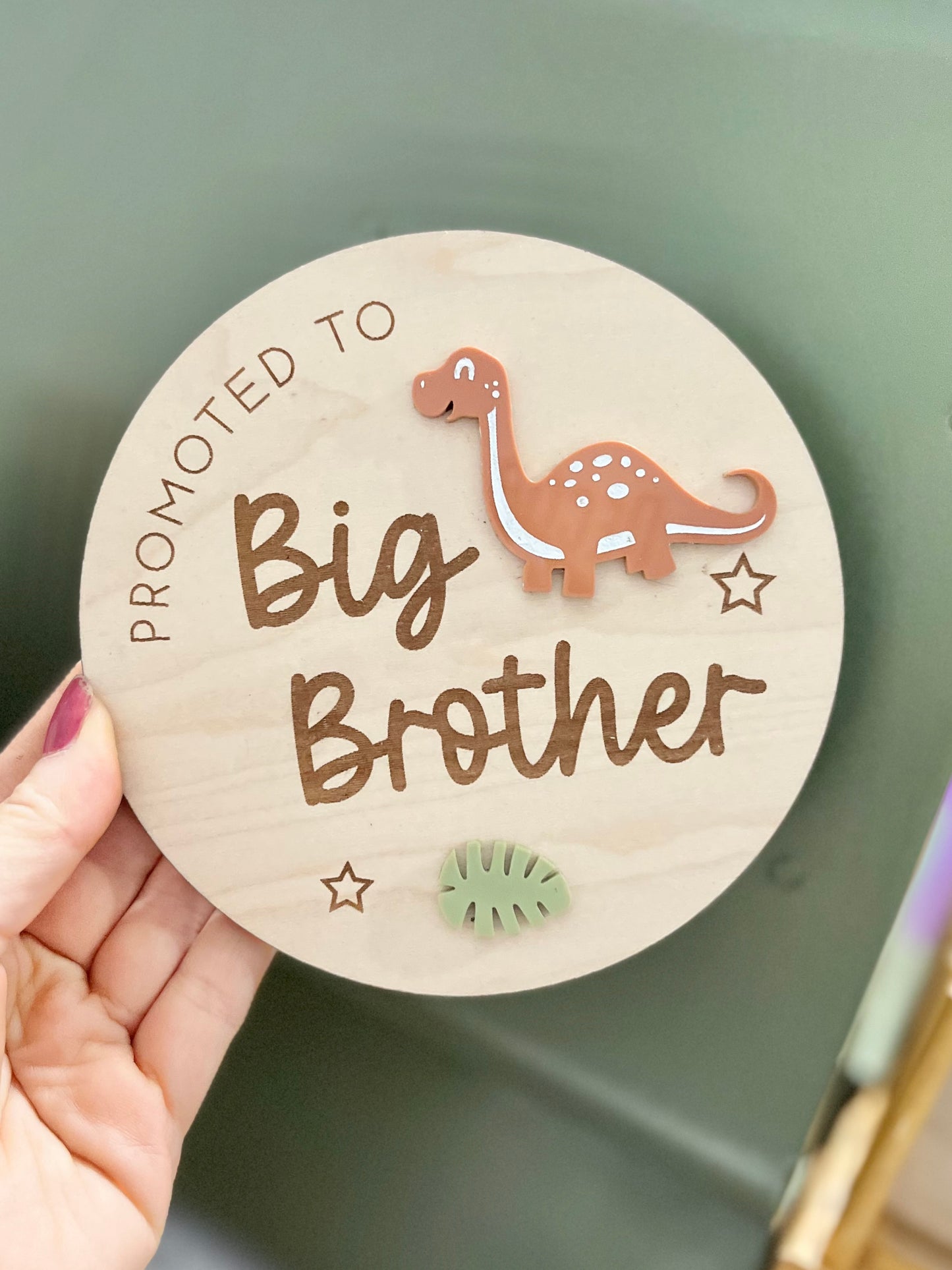 Promoted to Big Brother Plaque - Dinosaur