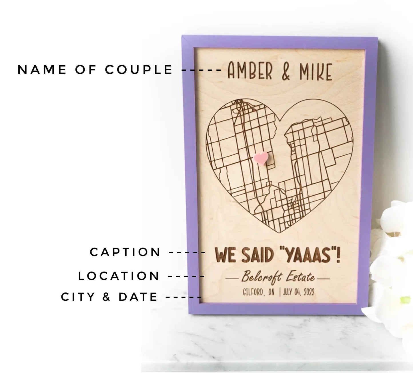 Love Map - Customized (Purple Frame)