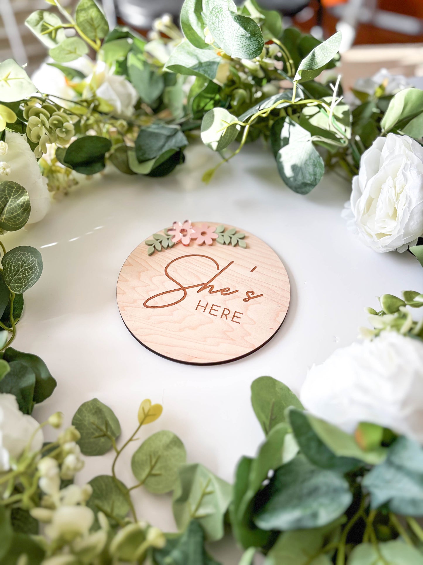 She's Here (Floral) - Plaque