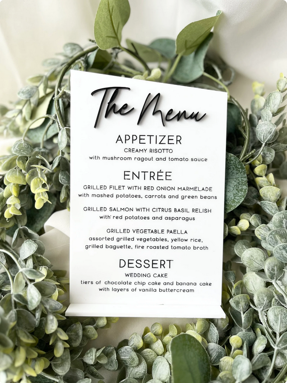 Dinner Menu - 3D Table Sign