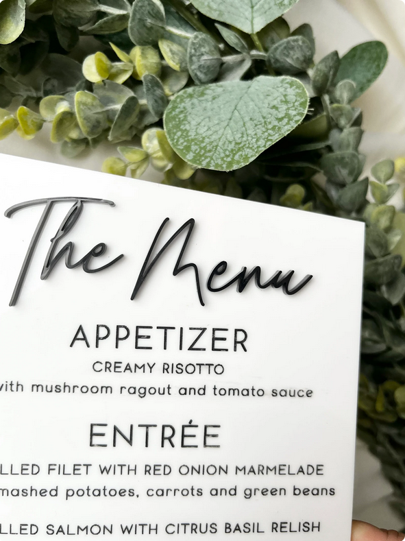 Dinner Menu - 3D Table Sign