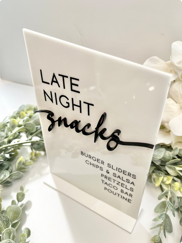 Late Night Snacks - 3D Table Sign