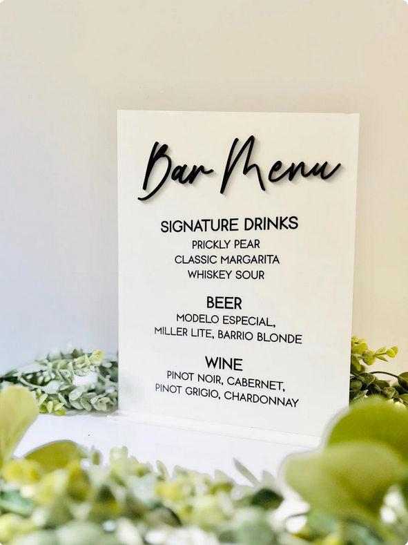 Bar Menu - 3D Bar Sign