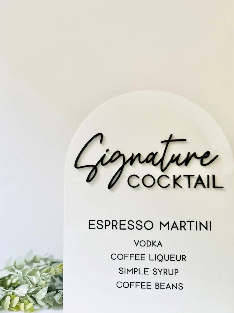 Signature Drink Menu - 3D Bar Sign