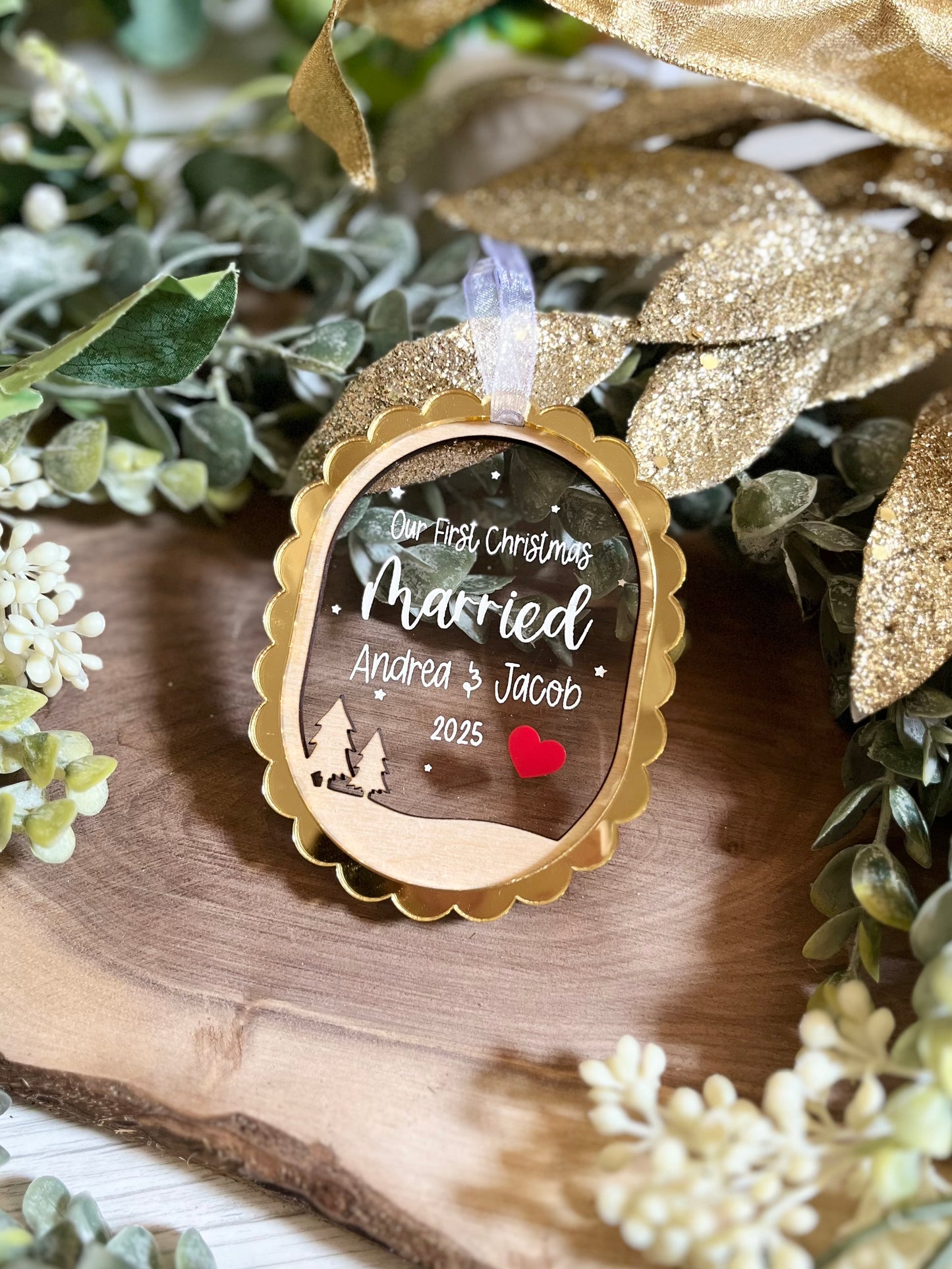 Our First Christmas Married Ornament - Oval