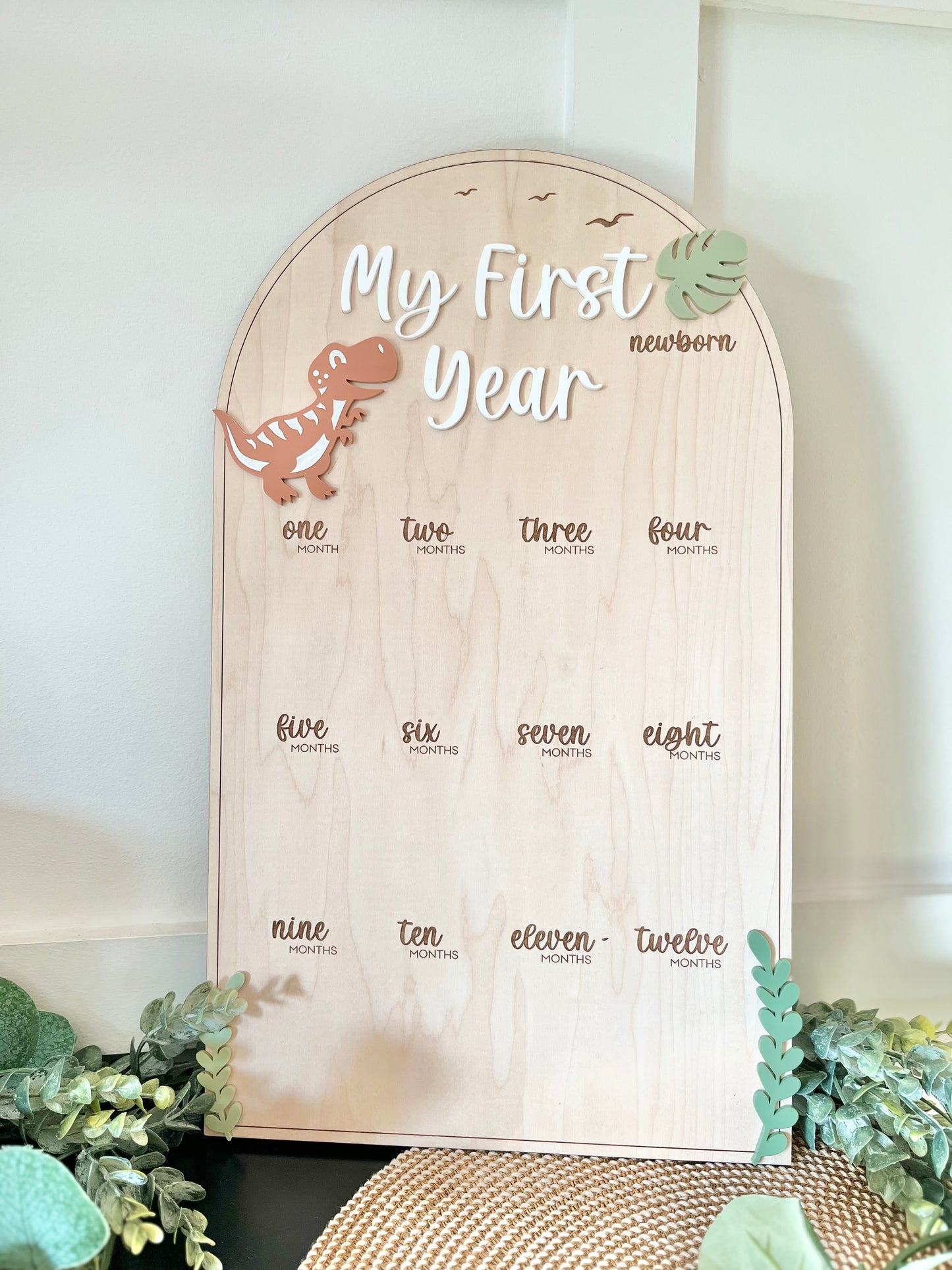 First Year Milestone Board - Dinosaur