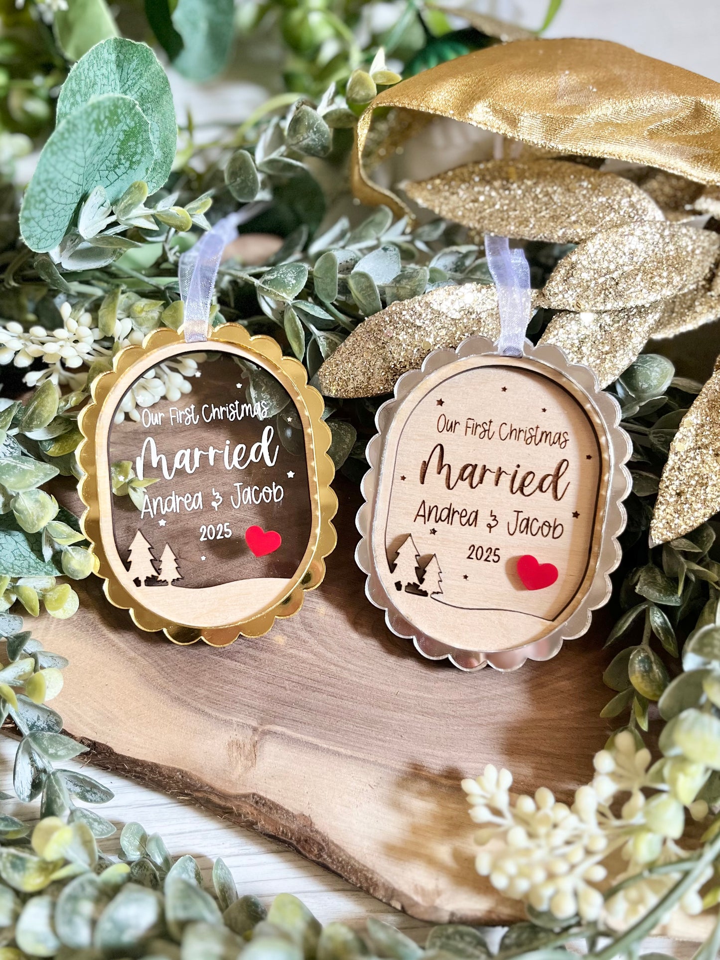 Our First Christmas Married Ornament - Oval