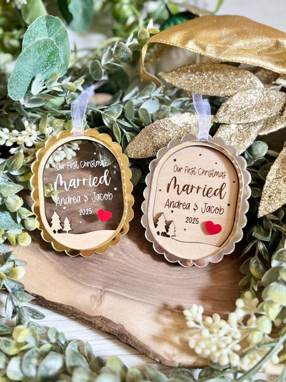 Our First Christmas Married Ornament - Oval