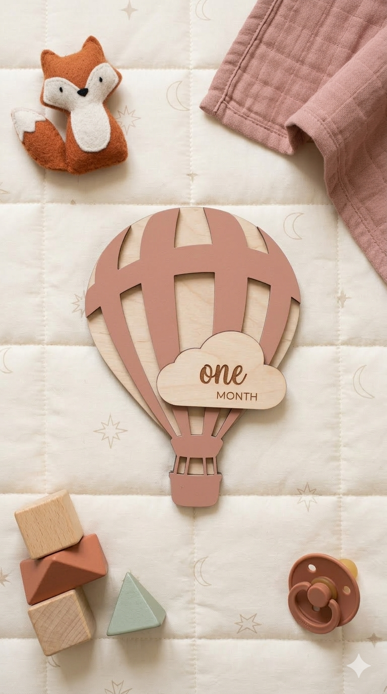 Baby Milestones Hot Air Balloon - Clouds