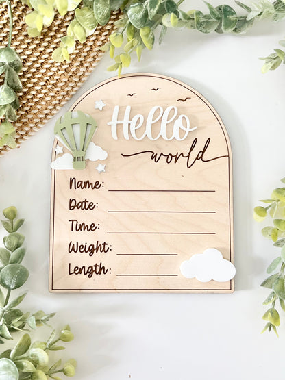 Hello World - Birth Stats - Hot Air Balloon