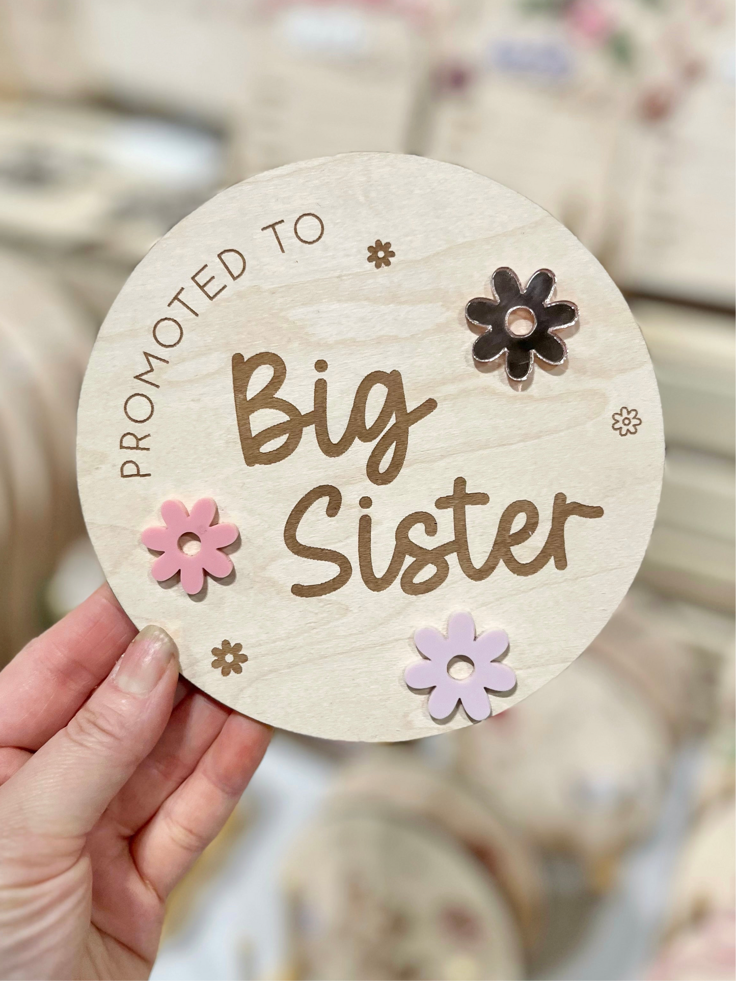Promoted to Big Sister Plaque - Floral