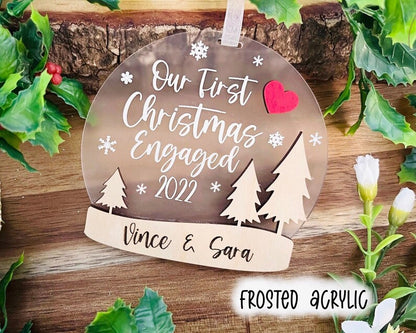 Our First Christmas Engaged Ornament - Globe