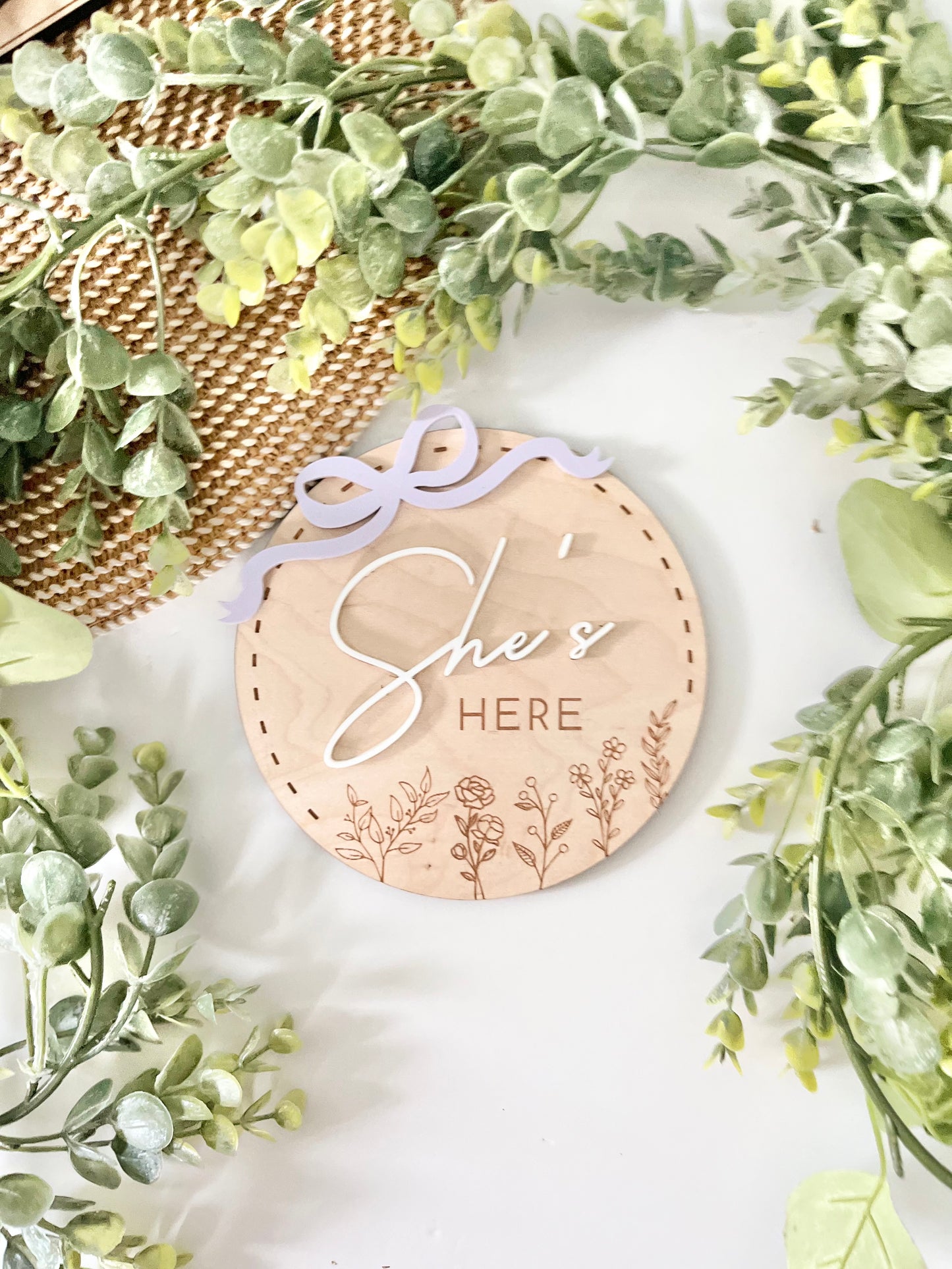 She's Here (Bow & Wildflower) - Plaque