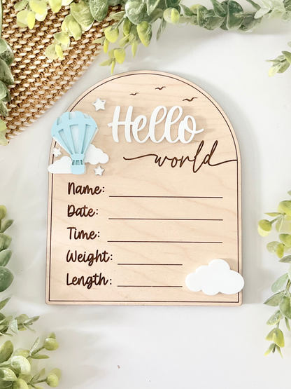 Hello World - Birth Stats - Hot Air Balloon