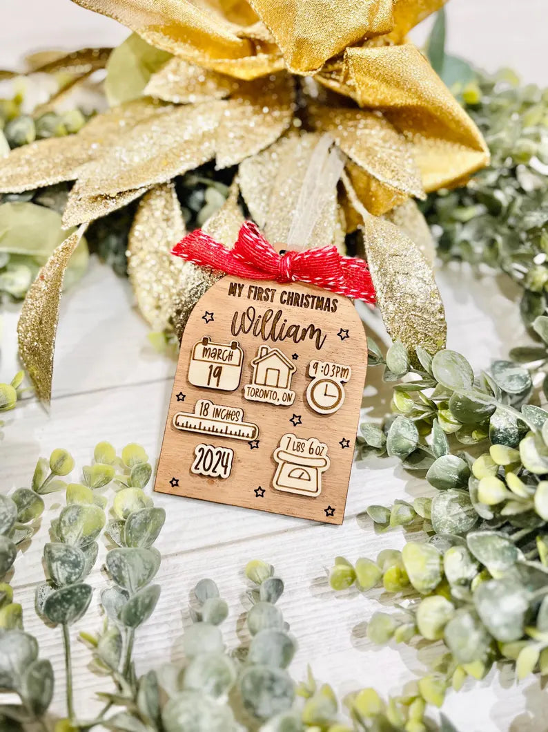 My First Christmas Birth Stat Ornament