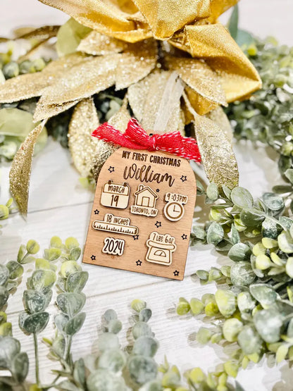 My First Christmas Birth Stat Ornament