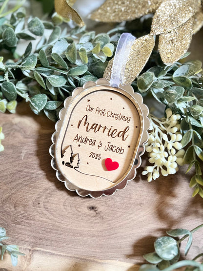 Our First Christmas Married Ornament - Oval