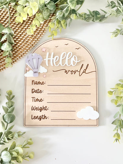 Hello World - Birth Stats - Hot Air Balloon