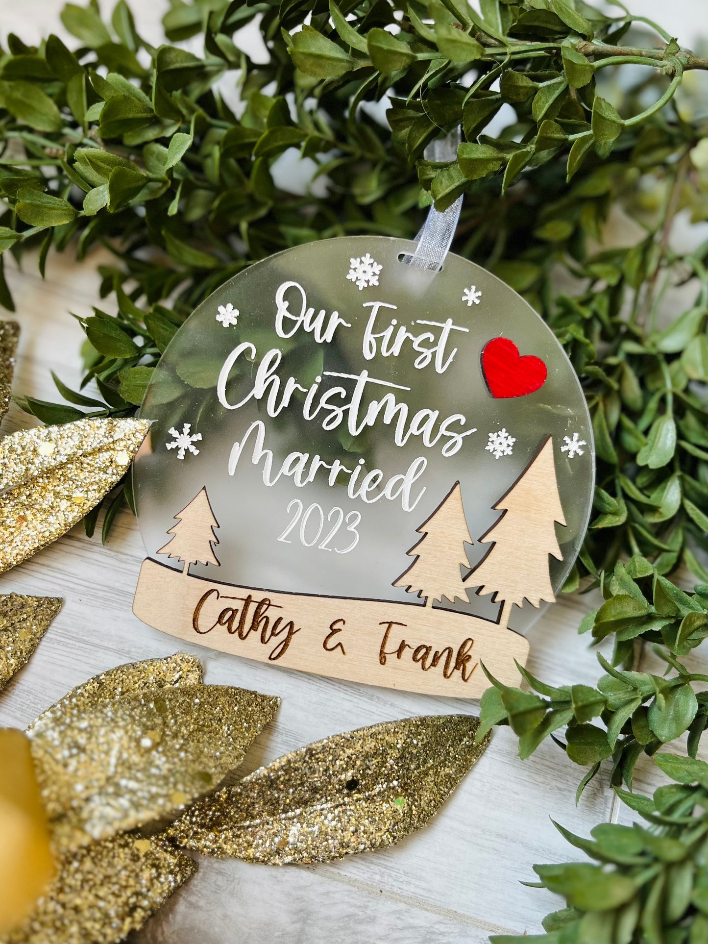 Our First Christmas Married Ornament - Globe