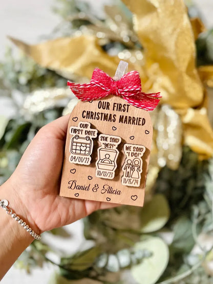 Our First Christmas Married Ornament - Customized Plaque