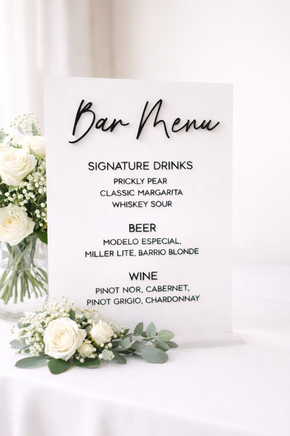 Bar Menu - 3D Bar Sign