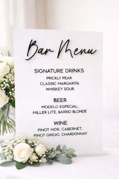 Bar Menu - 3D Bar Sign