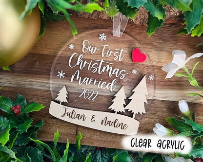Our First Christmas Married Ornament - Globe