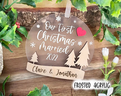 Our First Christmas Married Ornament - Globe