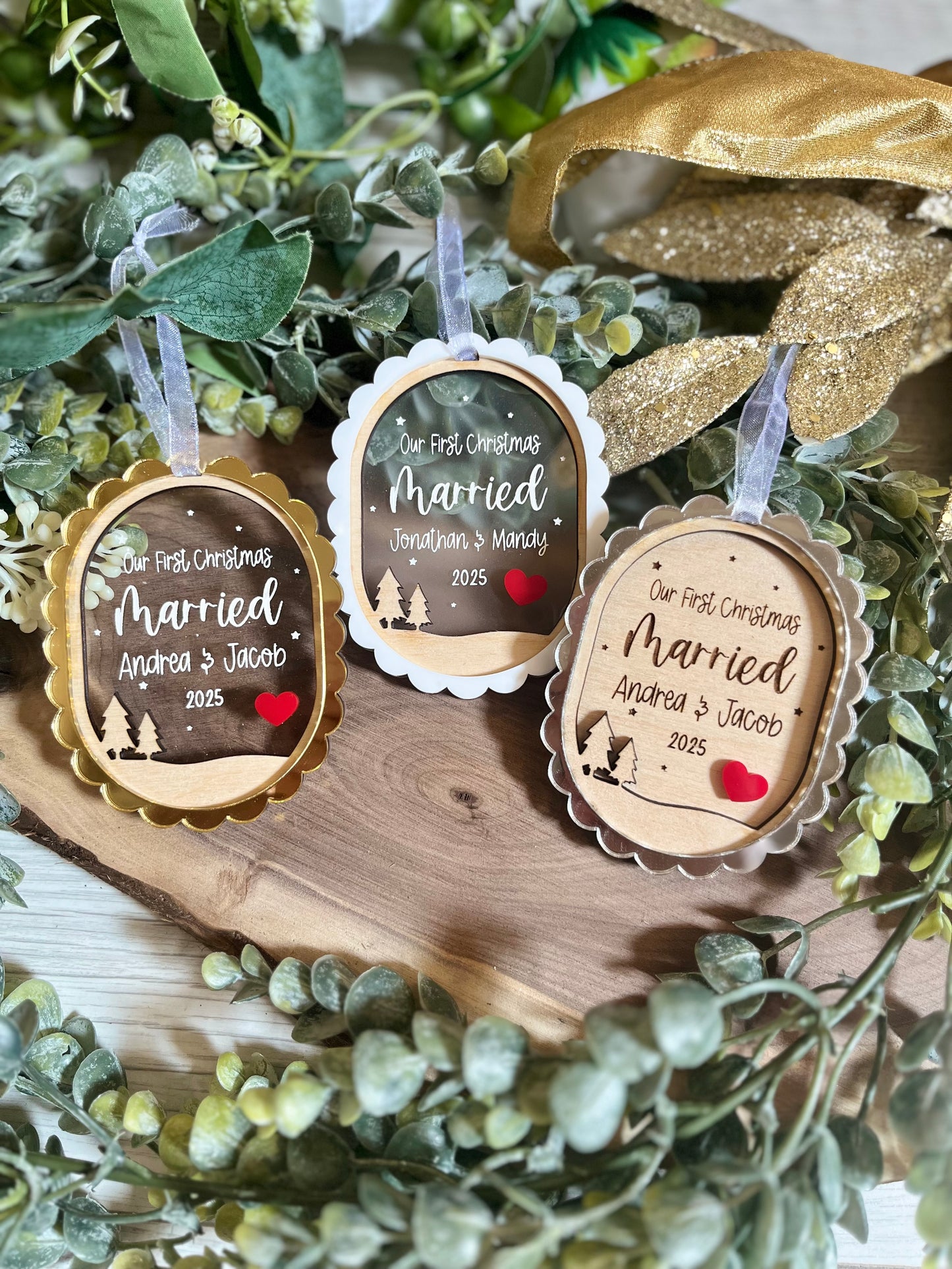 Our First Christmas Married Ornament - Oval