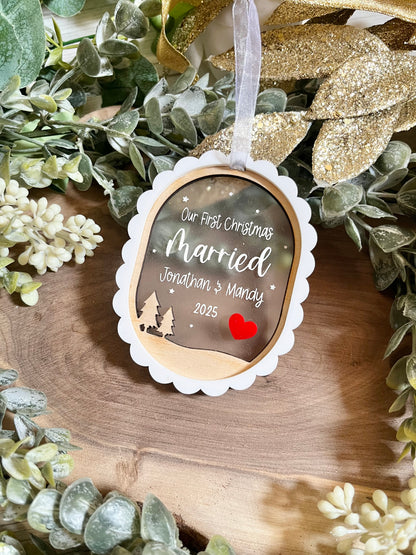 Our First Christmas Married Ornament - Oval