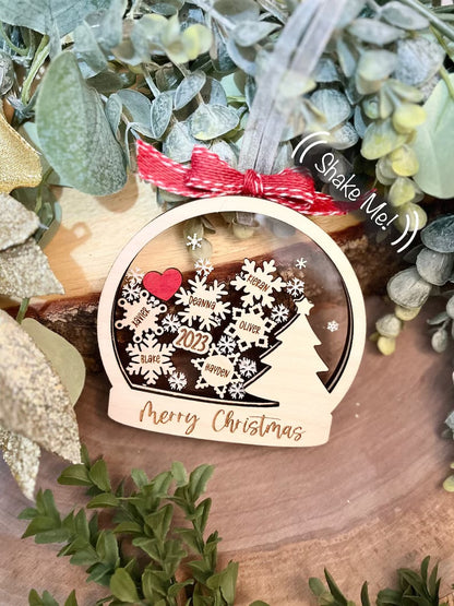 Family Shaker Ornament - Snowflake