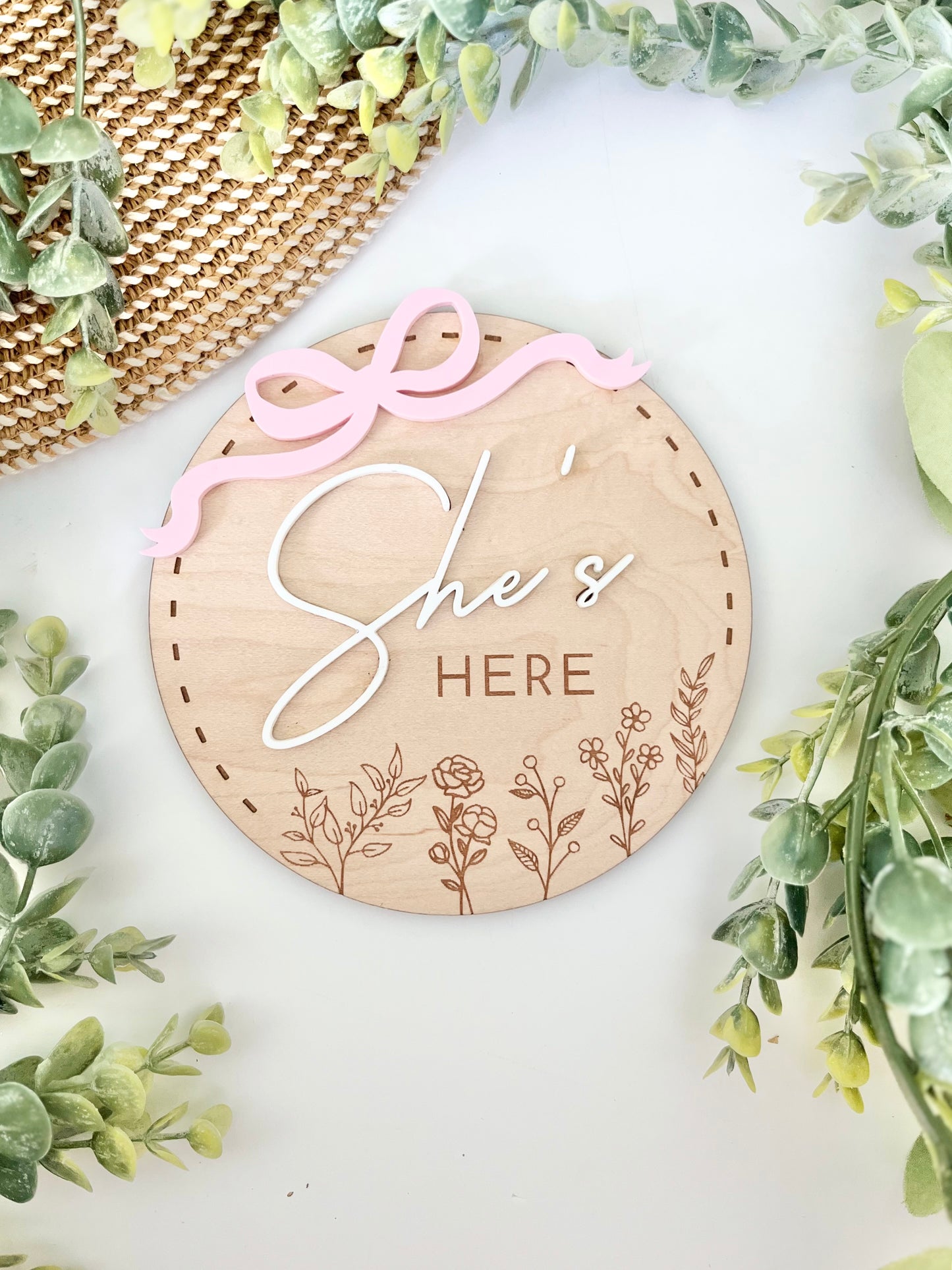 She's Here (Bow & Wildflower) - Plaque