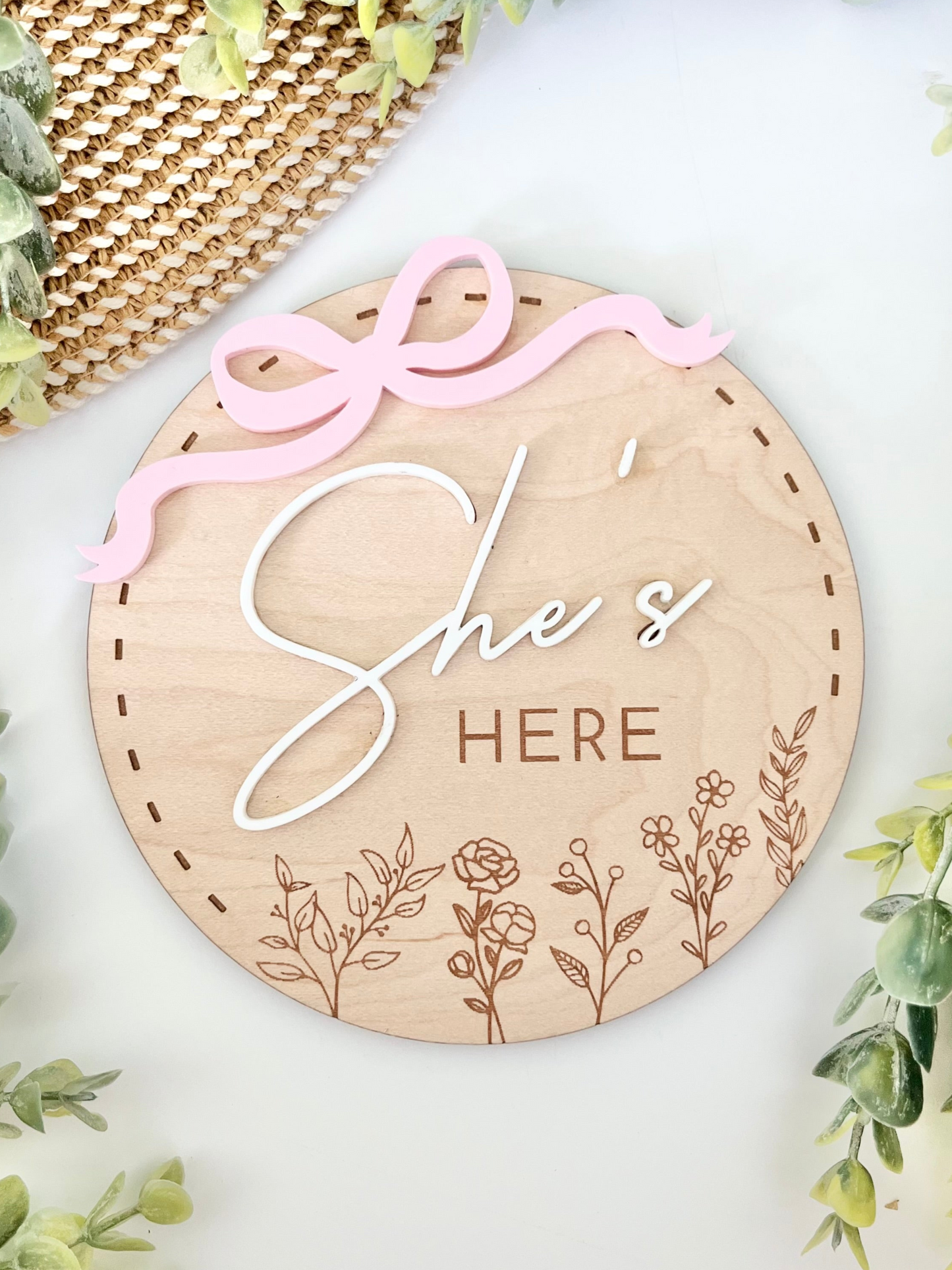 She's Here (Bow & Wildflower) - Plaque