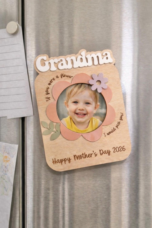 Grandma - Custom Magnetic Floral Photo Frame