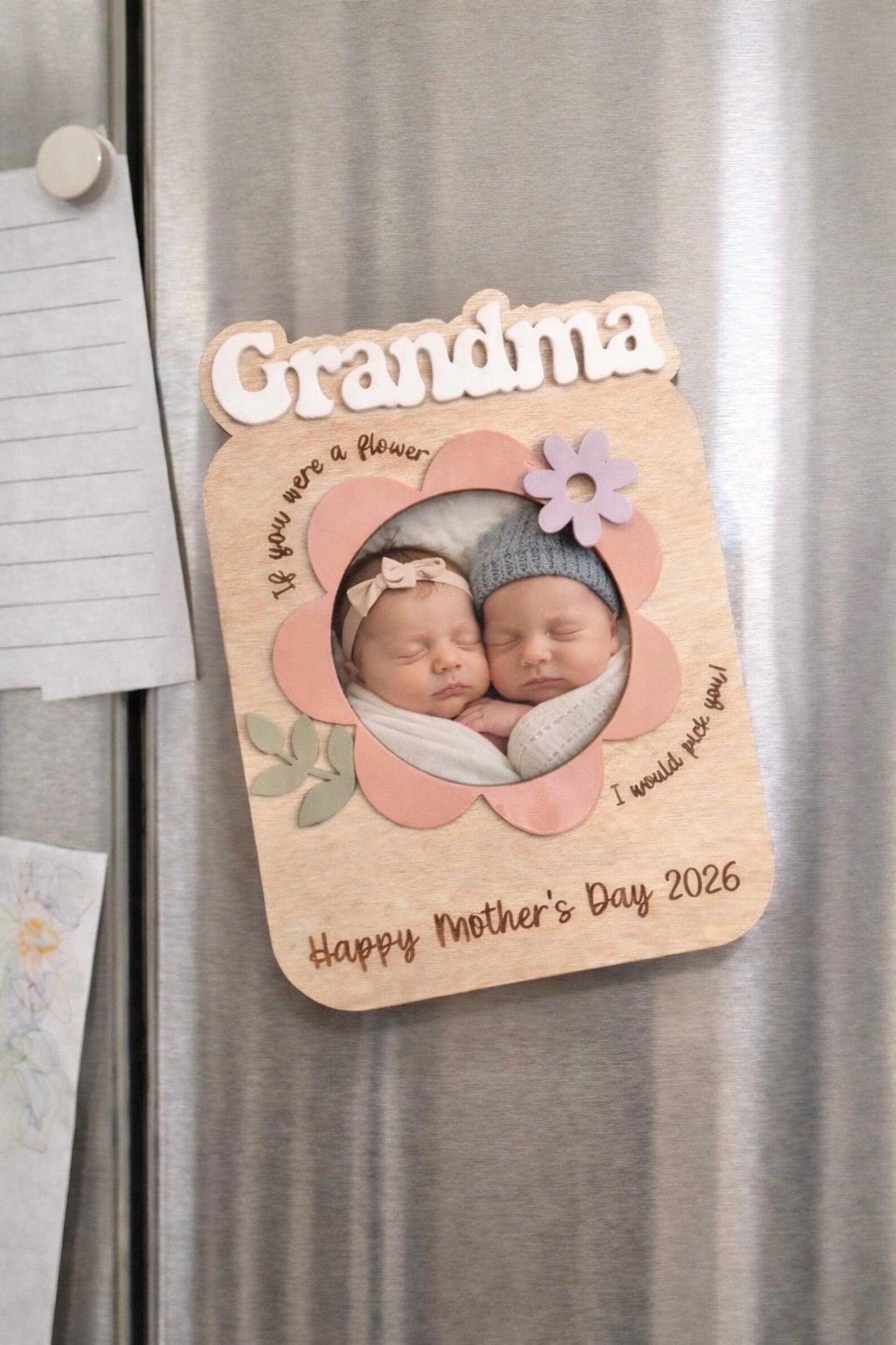 Grandma - Custom Magnetic Floral Photo Frame