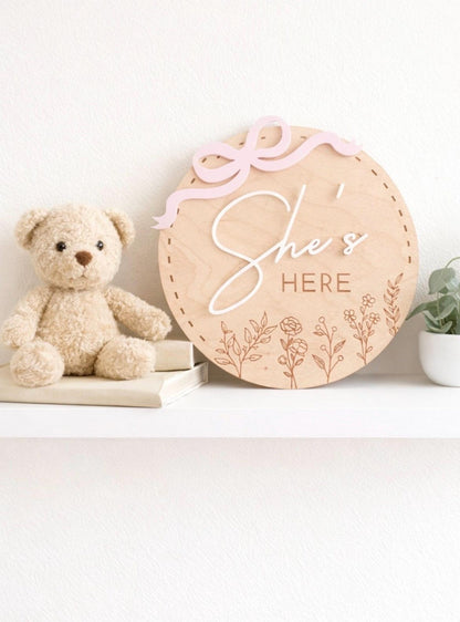 She's Here (Bow & Wildflower) - Plaque