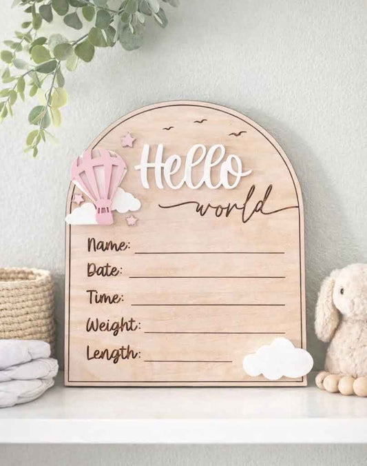 Hello World - Birth Stats - Hot Air Balloon