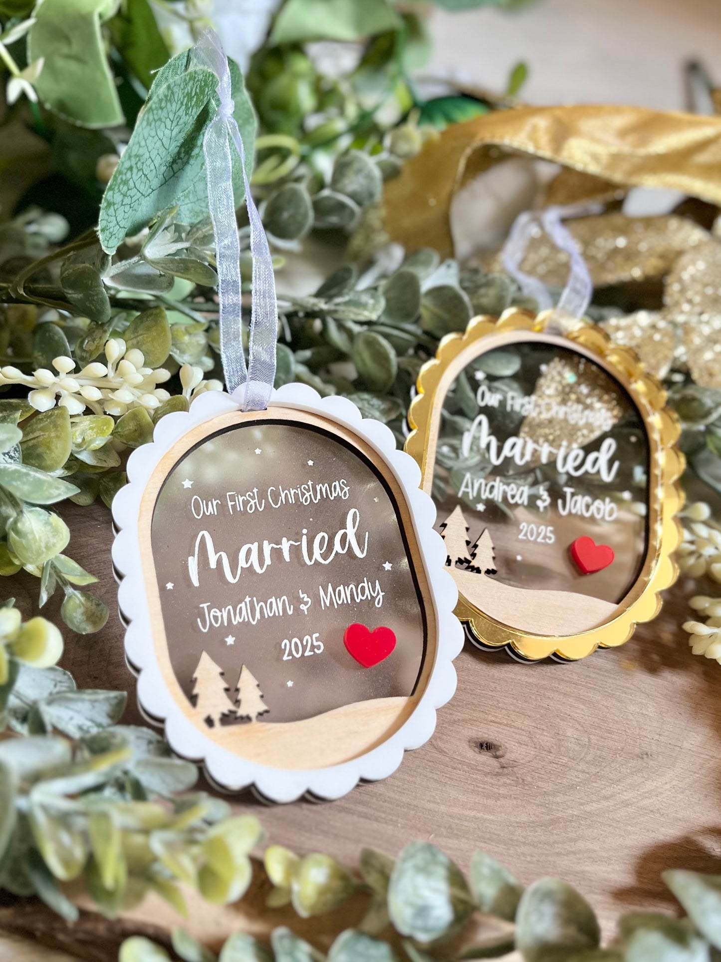 Our First Christmas Married Ornament - Oval