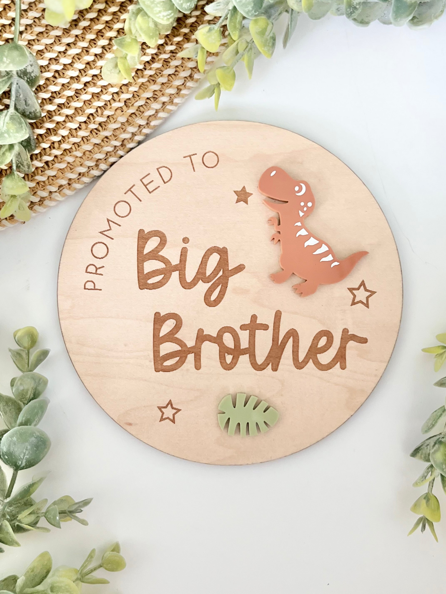 Promoted to Big Brother Plaque - Dinosaur