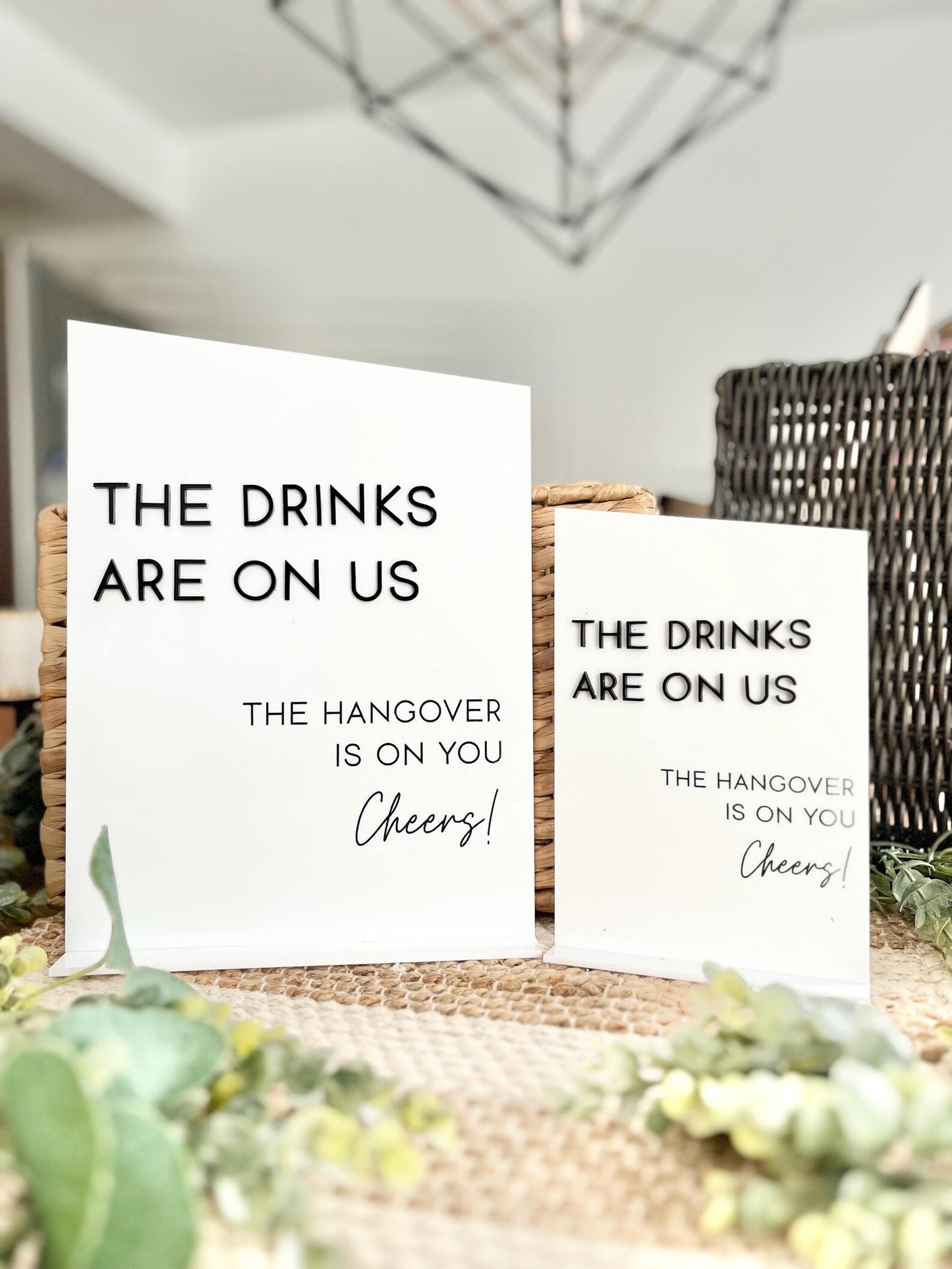 Drinks On Us - 3D Table Sign
