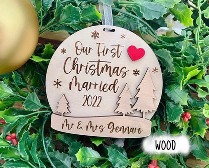 Our First Christmas Married Ornament - Globe