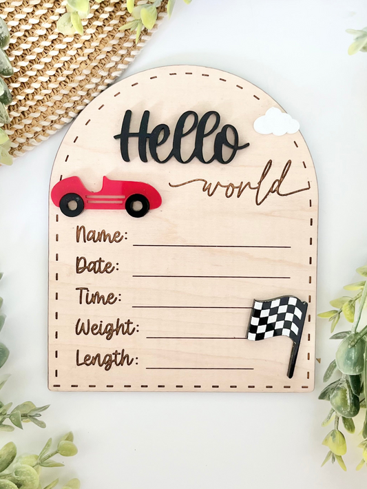 Hello World Birth Stats - Race Car