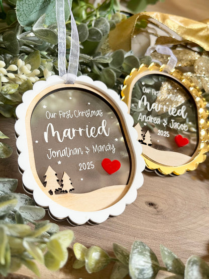 Our First Christmas Married Ornament - Oval