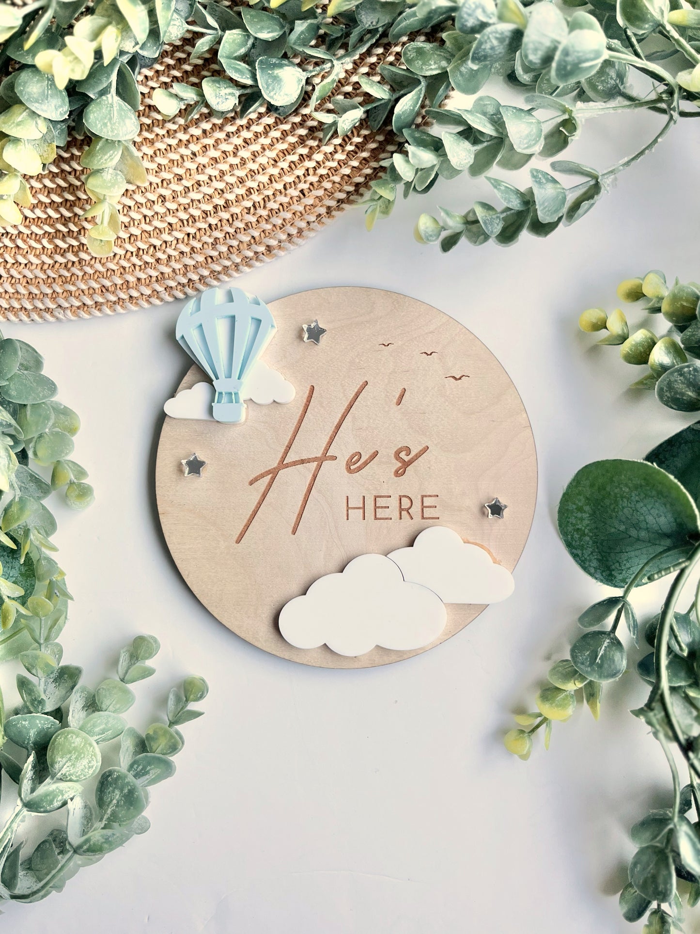 He's Here (Hot Air Balloon) - Plaque