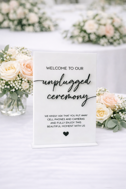 Unplugged Ceremony - 3D Table Sign