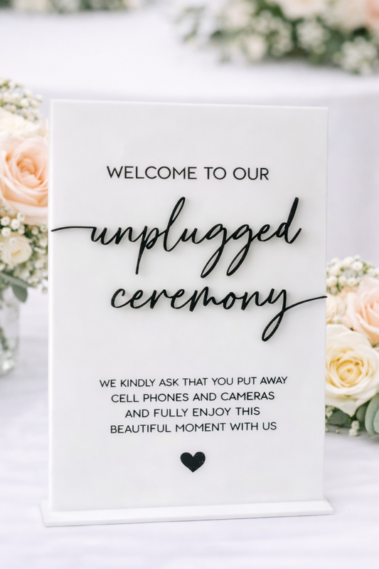 Unplugged Ceremony - 3D Table Sign